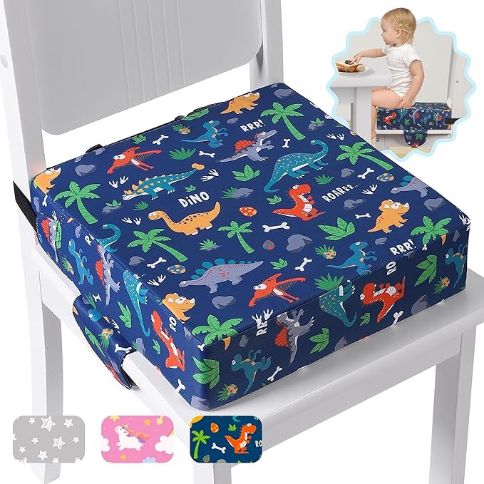 Booster Seat for Kitchen Chair, Toddler Booster Seats for Dining Table with Adjustable Straps Portable for Travel Camping Eating, Booster Cushion for Table for Baby Child Infant Kid Boy Girl