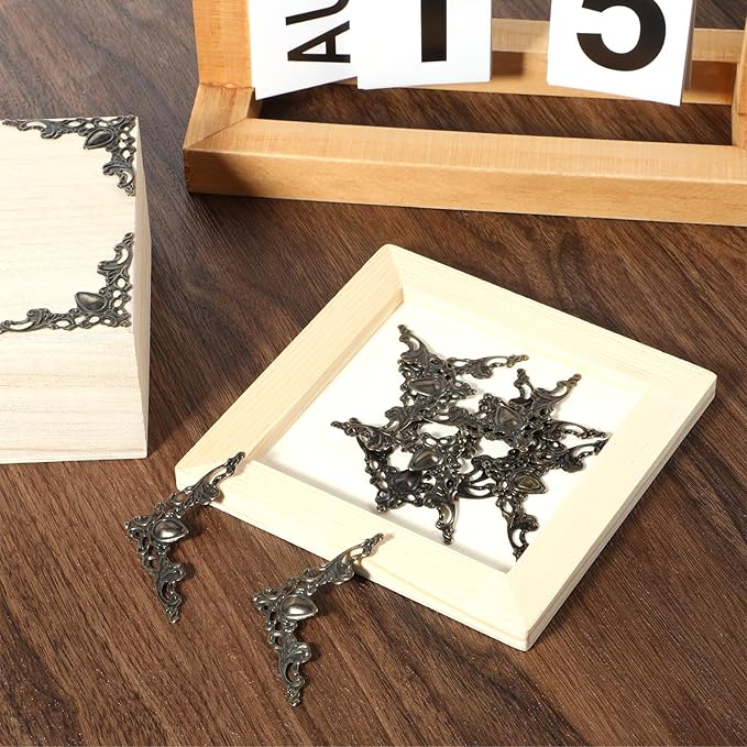 50 Solid Pure Copper Box Corner Protectors, Antique Bronze Edge Decorative Protectors Retro Table Edge Cover Cabinet Furniture Scrapbooking Desktop