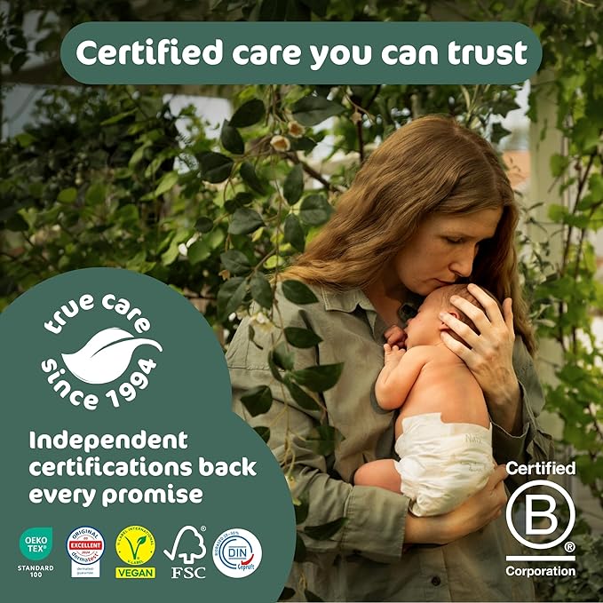 Naty BioEmbrace Baby Diapers | Sensitive Skin Safe Certified | Leak Protection up to 100% | Plant-Based Softness, Premium Comfort | Chlorine-Free | Size 6 (35+ lbs), 102 Count