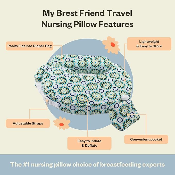 My Brest Friend Inflatable Travel Nursing Pillow For Breastfeeding, Bottlefeeding & Posture Support with Slipcover, Sparkles