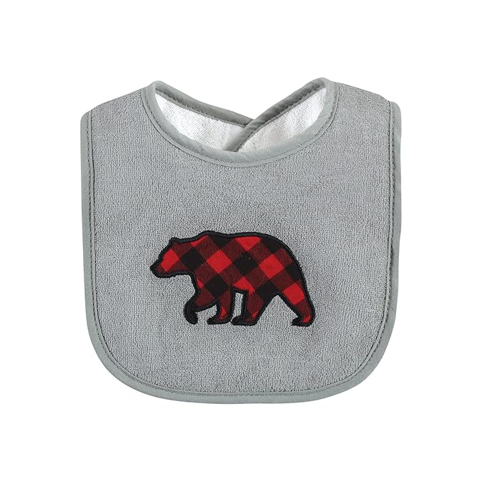 Hudson Baby Unisex Baby Cotton Terry Drooler Bibs with Fiber Filling, Boy Moose Bear, One Size (Pack of 2)