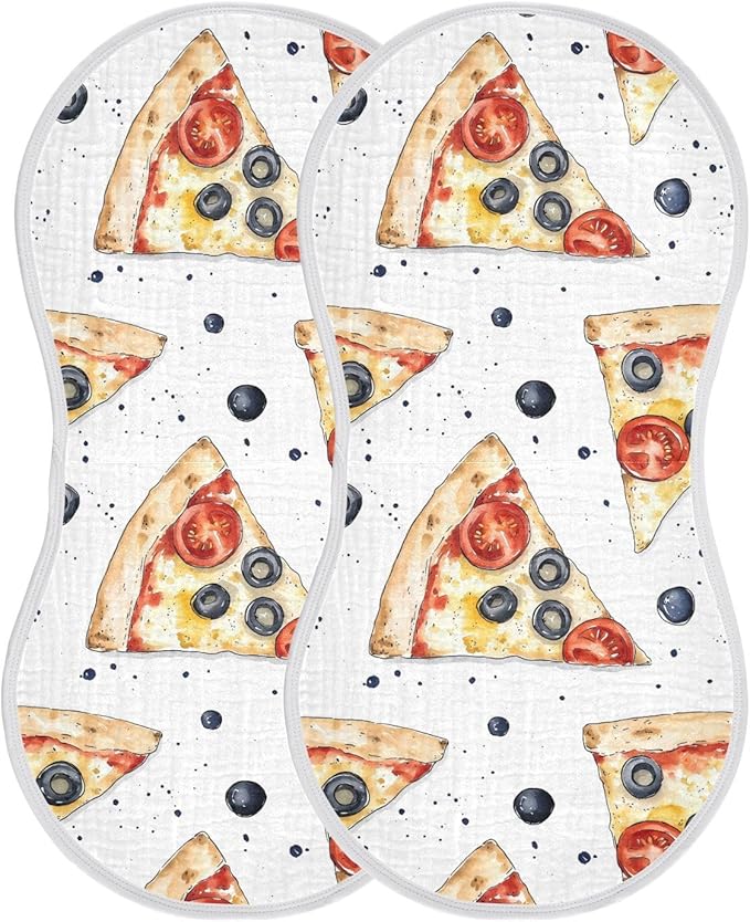 vvfelixl Muslin Burp Cloths Margherita Pizza Baby Washcloths for Baby Girl Boys 2 Pack