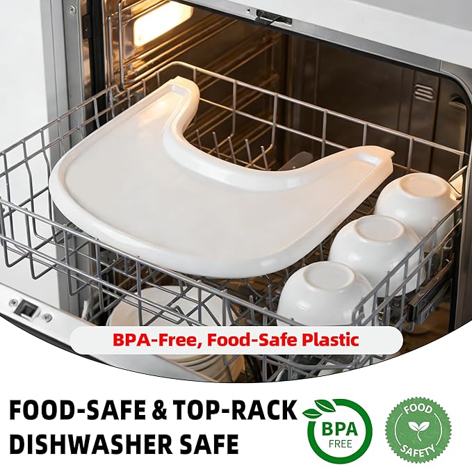 Baby High Chair Tray Compatible with Stokke Tripp Trapp Chair (V2 and Beyond) with Smooth Surface and Strong Suction Power Made of Food-Safe Plastic (BPA BPS BPF Lead Phthalate Free) - White
