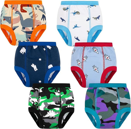 BIG ELEPHANT 6-Pack Potty Training Pants – 100% Cotton Absorbent Toddler Underwear for Boys and Girls (12M-10Y)