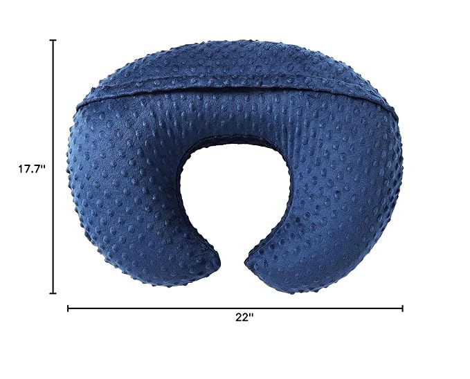 Nursing Pillow Cover Breastfeeding Pillow Cases Minky Dot Slipcover (Estate Blue)