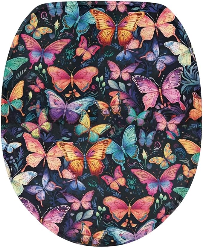 Butterfly Toilet Seat Covers for Polyester Fabric Soft Bathroom - Keep Clean Tidy Suitable for Public Restrooms Long-Term Travel Boarding