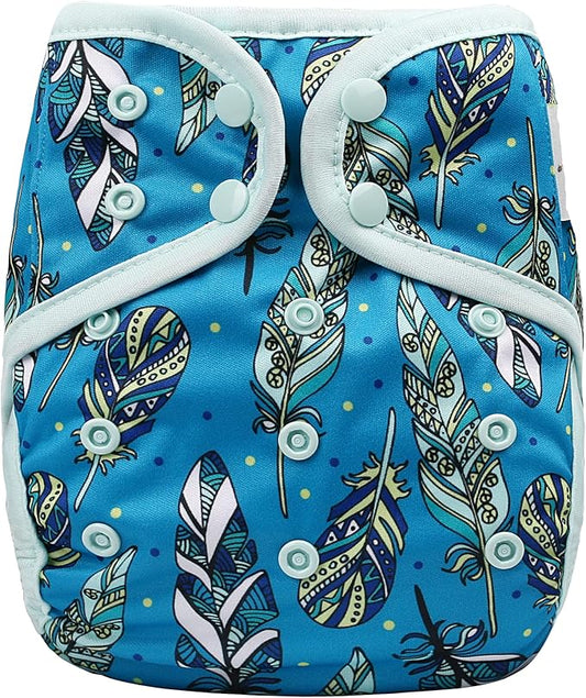 OsoCozy One Size Cloth Diaper Covers - Adjustable Snap Fit & Double Leg Gussets for Baby Boys & Girls from 8-35 Pounds. Use with Prefold, Flat or Fitted Cloth Diapers or Snap-in Inserts.