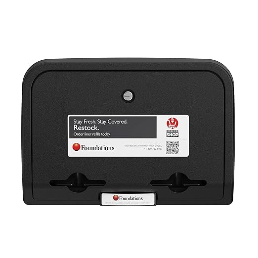 Foundations 300-LD-02 Changing Table Liners Dispenser - Disposable Liners for Elements Changing Station - Easy to Use, Holds up to 50 Paper Liners - with Dispenser Locks - Black