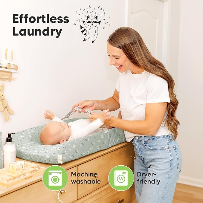 2-Pack Baby Changing Pad Cover for Girl, Boy - 34x18 Soft Viscose Derived from Bamboo Baby Diaper Changing Table Pad Cover Sheets, Neutral, Snug Fit Nursery Diaper Change Sheets (Daisies)