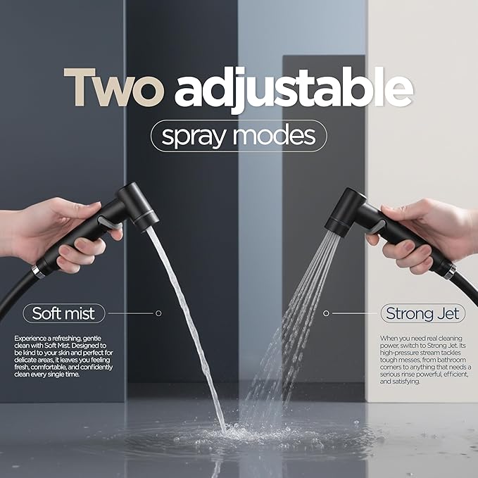 Aqua Earth Handheld Bidet Sprayer for Toilet Baby Cloth Diaper Spraying Kit Bathroom Toilet Bidet Attachment Set for Bathing Pets and Feminine Hygiene Matte Black