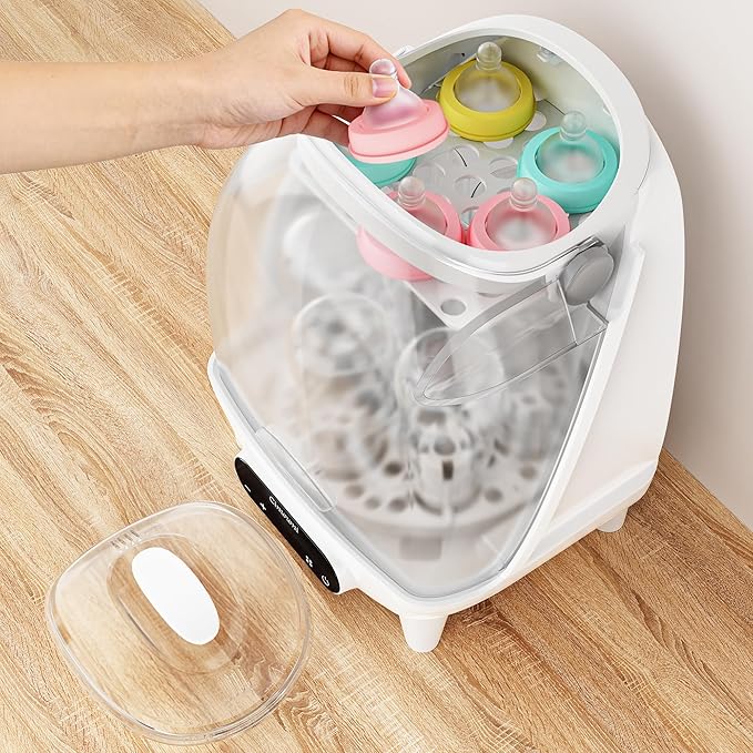Bottle Sterilizer and Dryer, 4 in 1 Compact Steam Baby Bottle Sterilizer for Baby Bottles, Pacifiers, and Pump Parts & Newborn, Large Capacity 7 Bottles, Time-Saving Design