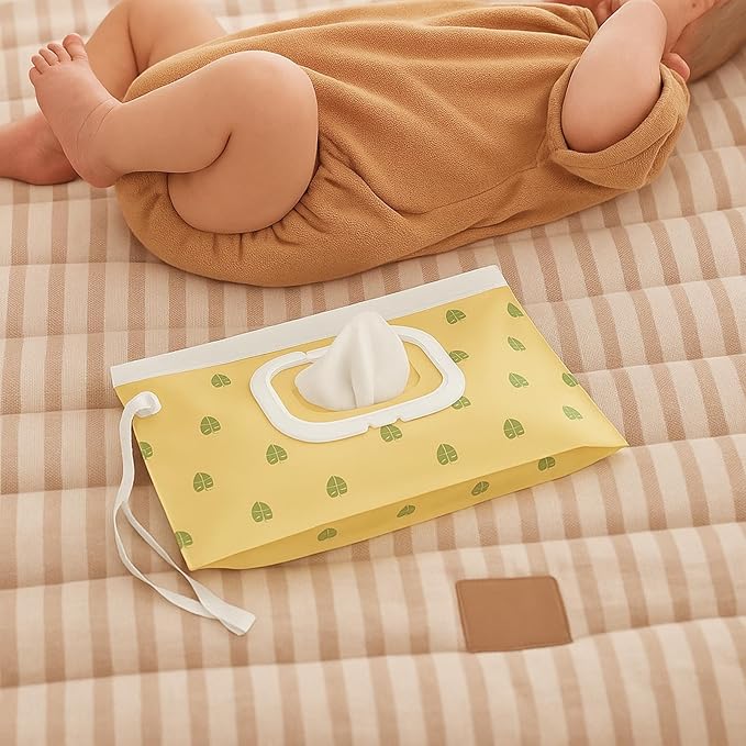 Baby Wipe Dispenser, 3-Pack Portable Refillable Wipe Holder, Reusable Travel Wet Wipe Pouch, Waterproof and Dustproof Wipe Case for Diaper