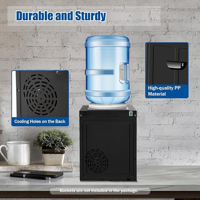 Top Loading Desktop Water Cooler Dispenser, 500W 110V Countertop Hot & Cold Water Coolers Drinking Fountain Portable Water Warmer for Home Bedroom Studio Office Grocery Store