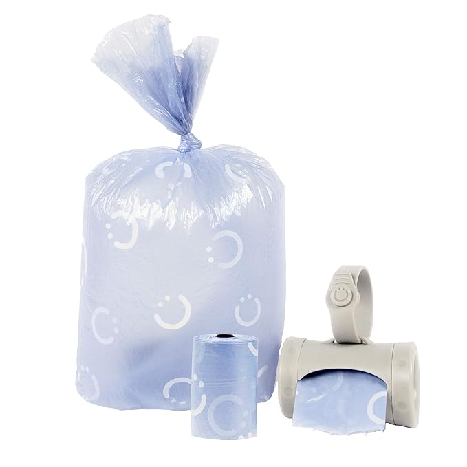 Ubbi Steel Diaper Pail, Odor Locking, No Special Bag Required & On The Go Gray Bag Dispenser with Lavender Scented Refills Baby Bundle
