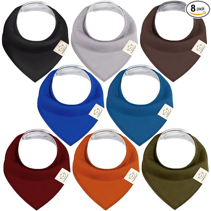 KeaBabies 8-Pack Organic Baby Bandana Bibs for Boys, Girls - Super Absorbent Triangle Baby Bibs for Drooling and Teething Infant, 100% Cotton Extra Soft for Newborn, Infant 0-36 Months (Coastline)