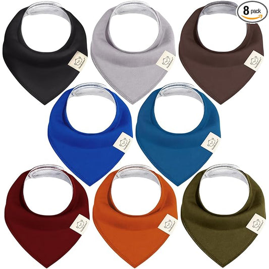 KeaBabies 8-Pack Organic Baby Bandana Bibs for Boys, Girls - Super Absorbent Triangle Baby Bibs for Drooling and Teething Infant, 100% Cotton Extra Soft for Newborn, Infant 0-36 Months (Coastline)