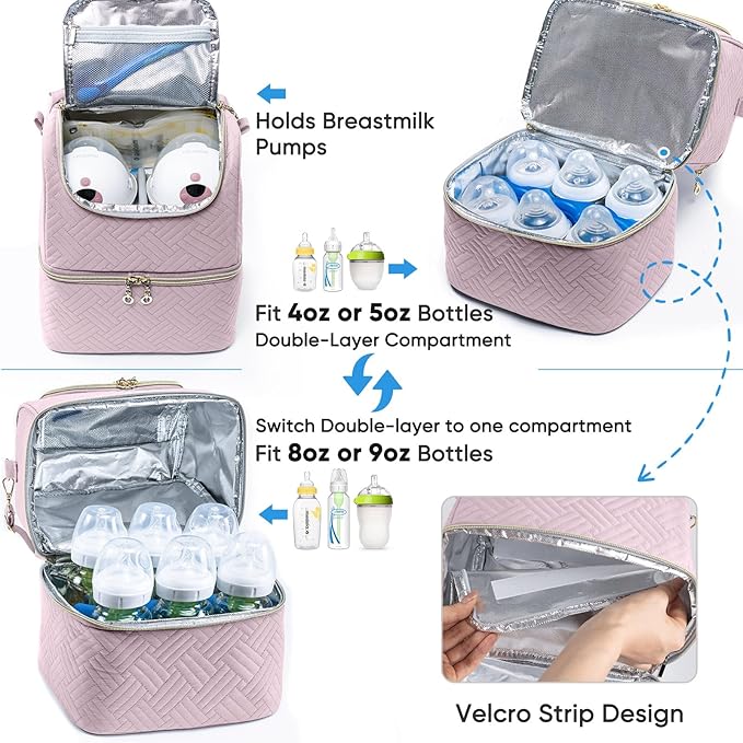 Mam Breastmilk Storage Bag with Ice Pack - Cooler for 6 Bottles Up to 9 Ounce - Insulated Bottle Bag for Daycare