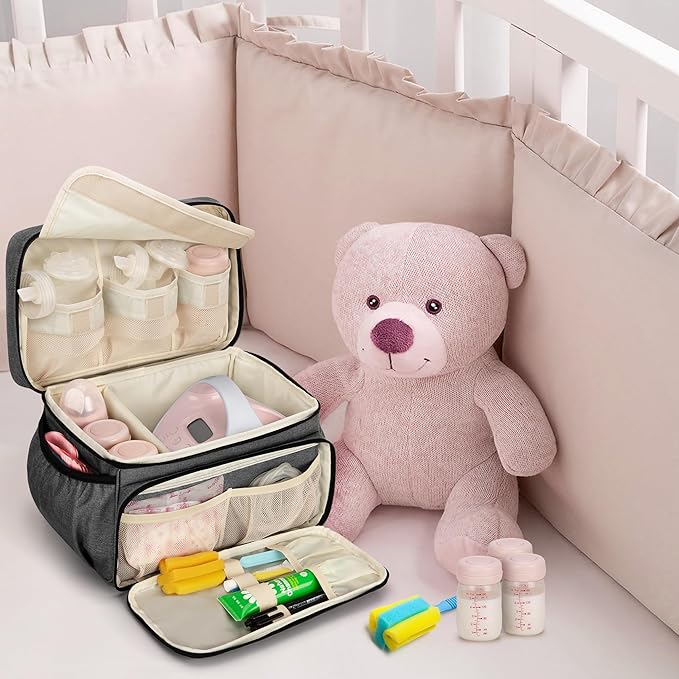 Luxja Breast Pump Bag Compatible with Spectra S1 and S2, Pumping Bag for Breast Pump and Extra Parts (Suitable for Home or Travel Use), Gray (Patent Pending)