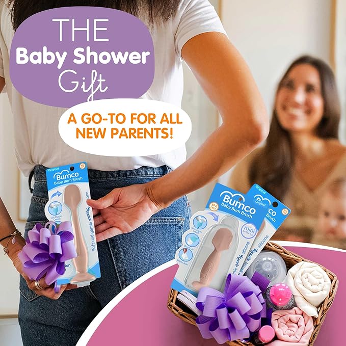 Bumco Baby Bum Brush + Mini Diaper Cream Spatula - BPA-Free Butt Spatula, Soft Diaper Spatula, Baby Diaper Cream Applicator, Mom-Invented Diaper Bag Essentials, Butt Spatula
