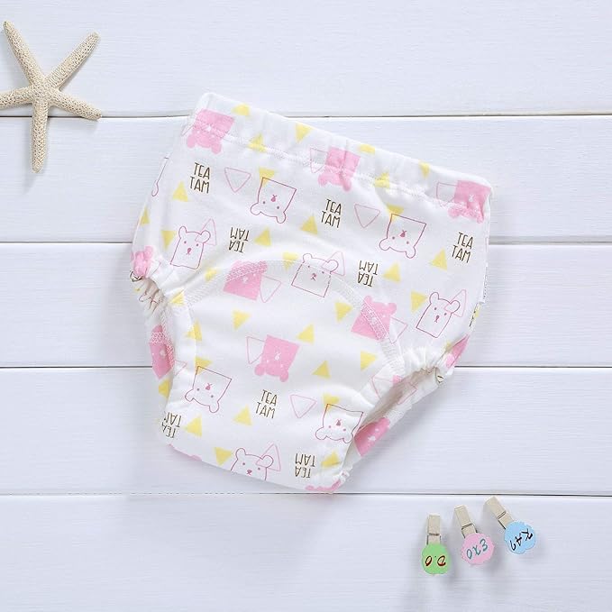 4 Pack Cotton Potty Training Pants for Boys Girls, Learning Designs Training Underwear Pants 12M-4T