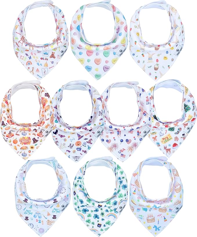 DiaperSquad's 100% Organic Cotton Baby Drool Bibs, Super Absorbent & Adjustable Baby Bibs for Drooling and Teething