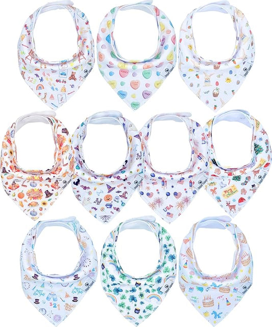 DiaperSquad's 100% Organic Cotton Baby Drool Bibs, Super Absorbent & Adjustable Baby Bibs for Drooling and Teething
