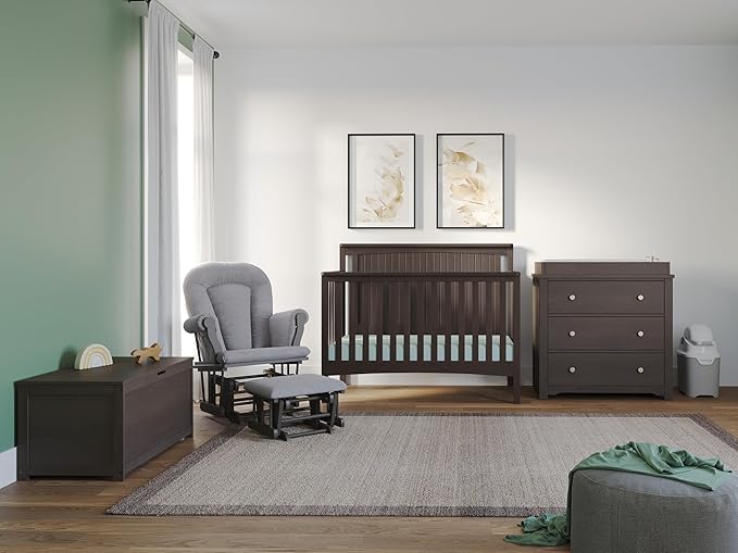 Child Craft Harmony 3-Drawer Dresser with Changing Table Topper, 38" W Nursery Dresser and Changing Station, Smooth Glides, Baby-Safe Finish, Dapper Gray