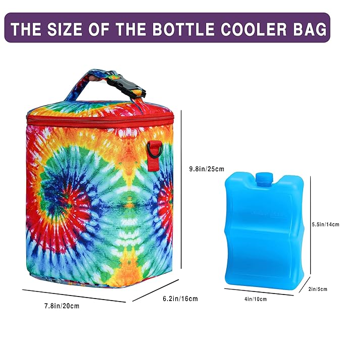 Breastmilk Cooler Bag with Ice Pack Fits 4 Baby Bottles Up To 9 Ounce Insulated Baby Bottle Bag Breast Milk Cooler on the Go with Strap Cooler Bag for Nursing Mom Daycare or Travel
