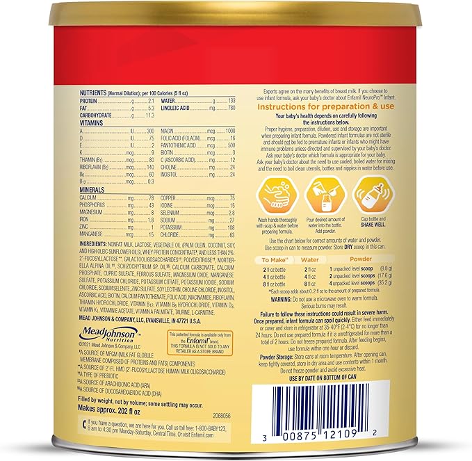 Enfamil NeuroPro Baby Formula, Brain Building Duo DHA & MFGM, Exclusive Immune Supporting HuMO6 Blend, Powder Infant Formula, Baby Milk, 28.3 Oz , Pack of 4