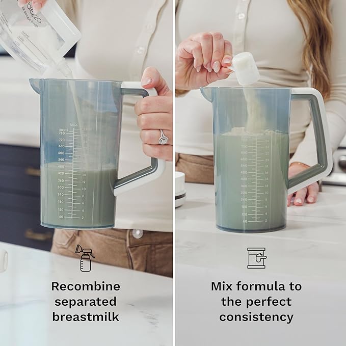 Baby Brezza Breastmilk and Formula One Step Mixer Pitcher - Large Capacity, Store 28oz at Once - Portable for Travel