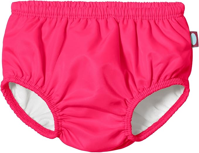 Made in USA Baby Girls Ruffle Swim Diaper Cover Reusable LeakProof for Swimming Pool Lessons Beach, Hot Pink, 3-6 mons.