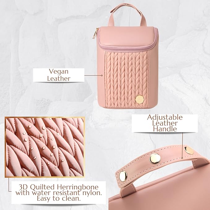 Baby Bottle Cooler Bag with Adjustable Straps to Fits Stroller or Diaper Bag,Insulated Baby Bottle Bag for Nursing Moms Daycare or Travel (Dusty Rose)