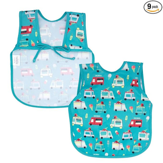 BapronBaby Ice Cream Truck Bapron - No Neck Tie Safer Bib for Baby & Toddler - Soft Waterproof Stain Resistant - Machine Washable - Sz Baby/Toddler 6m-3T