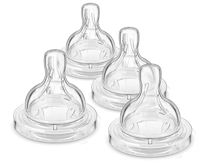 Philips Avent Anti-Colic Baby Bottle Slow Flow Nipple, 4pk, Flow 2, SCF422/47