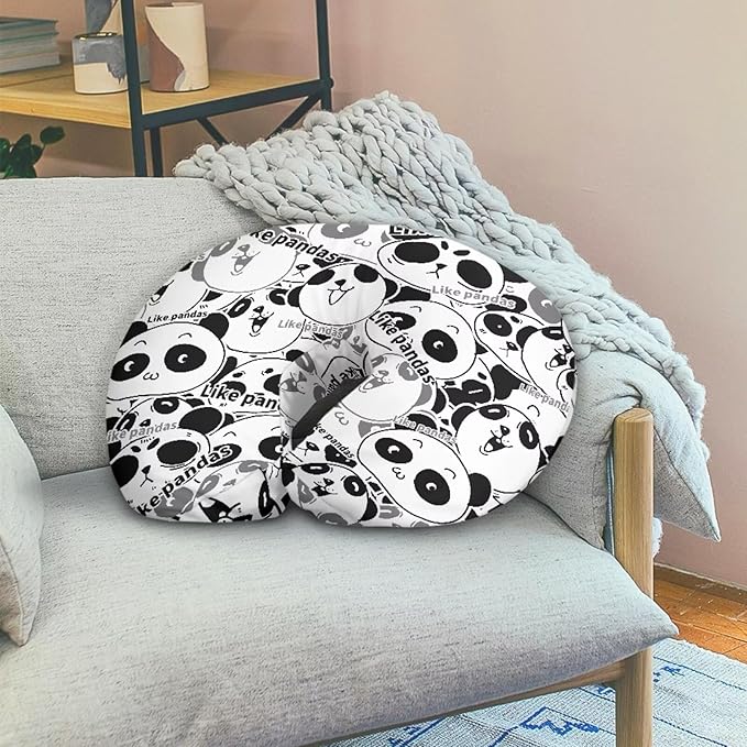 Jeiento Baby Nursing Pillow Cover Funny Panda Newborn U-Shaped Breastfeeding Pillowcase Cushion Cover Decor Case Fits Nursing Pillow for Newborn