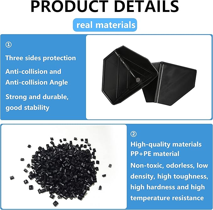 GELRHONR 50pcs Heavy Duty Packaging Plastic Corner Protectors, 60mm, Black, PP+PE, Packing protector, 58x58x58mm, 50 Count