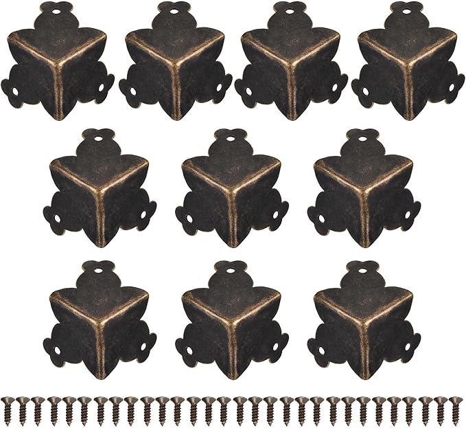 uxcell 27x27x27mm Metal Box Corner Protectors Edge Guard, Bronze Tone 20pcs