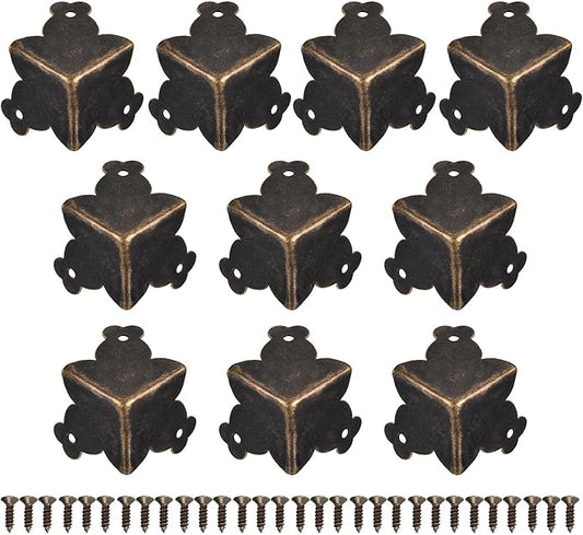 uxcell 27x27x27mm Metal Box Corner Protectors Edge Guard, Bronze Tone 20pcs