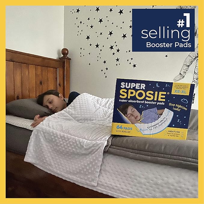 Super Sposie Booster Pads, Max Absorbency for Nighttime Diapers, Use with Overnight Diapers Size 5+, Incontinence Protection