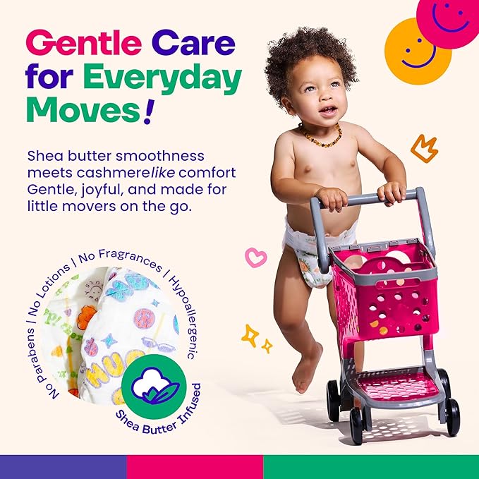 Happy Hues Go-Getters Disposable Diapers Size 6, 35+ lbs–Baby Diapers with Shea Butter, Wetness Indicator,Leak Protection–Ultra-Soft Unisex Diapers with Full Coverage for Boys &Girls– 68Count