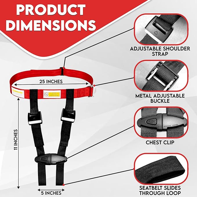 Child Airplane Safety Travel Harness, Upgraded with Metal Buckle, The Safety Restraint System Will Protect Your Child from the unsuspected. - Airplane Kid Travel Accessories for Aviation Travel Use