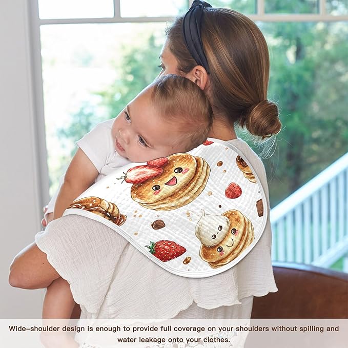 Pancakes Cakes Cute Burp Cloths Baby Boys Girls Absorbent Soft Cotton Burping Cloths Rags, 4 Pack