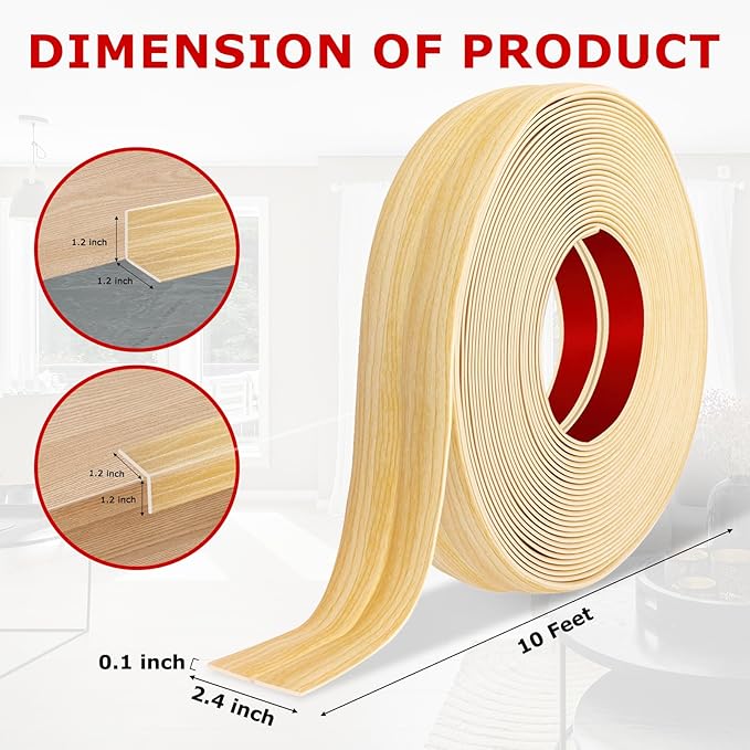 Flexible Wall Corner Protector Moulding Trim Peel and Stick Wall Corner Guards Edge Protector Self Adhesive Molding Trim Strip for Edge Ceiling (Original Wood Grain, 2.4 in x 10 Ft)