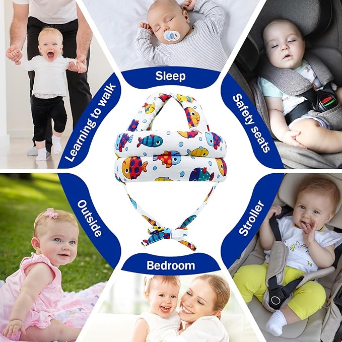 Baby Safety Helmet Baby Head Protector No Bumps for Running Walking Crawling, Safety Head Adjustable Protective Cap Headguard Hat