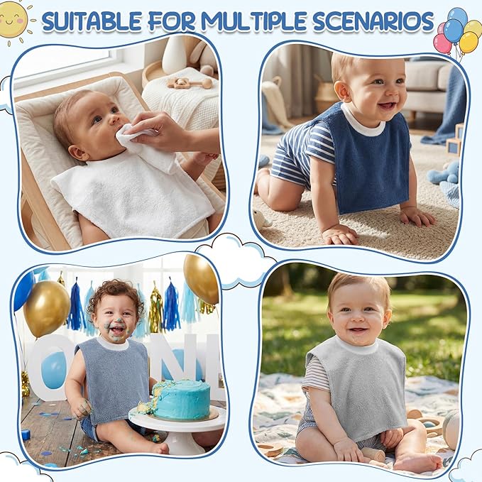 Foaincore 6 Pcs Pullover Baby Bibs Cotton Terry Toddler Absorbent Infant for Feeding and Drooling Towel Bib (Morandi Colors)