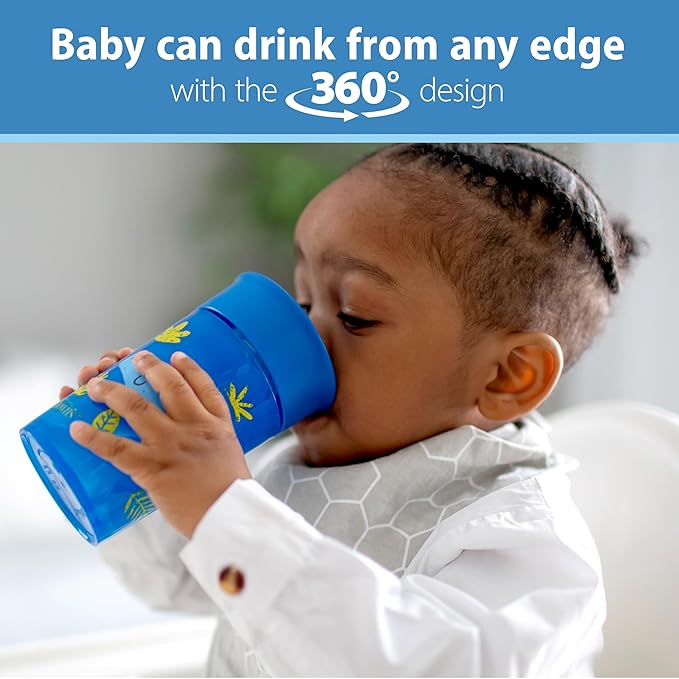 Dr. Brown's Milestones Wide-Neck Sippy Spout Bottle with 100% Silicone Handles & Milestones Cheers 360 Cup Spoutless Transition Cup, Travel Friendly