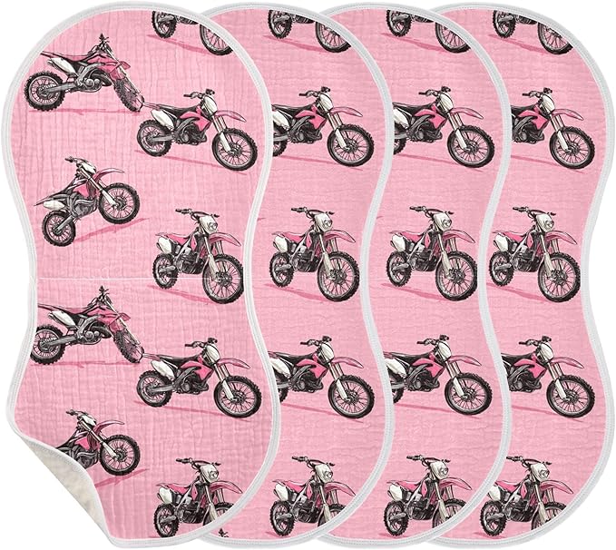 Dirt Bike Motocycles Burp Cloths Baby Boys Girls Absorbent Soft Cotton Burping Cloths Rags 4 Pack