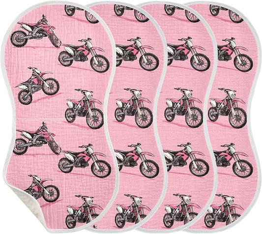 Dirt Bike Motocycles Burp Cloths Baby Boys Girls Absorbent Soft Cotton Burping Cloths Rags 4 Pack