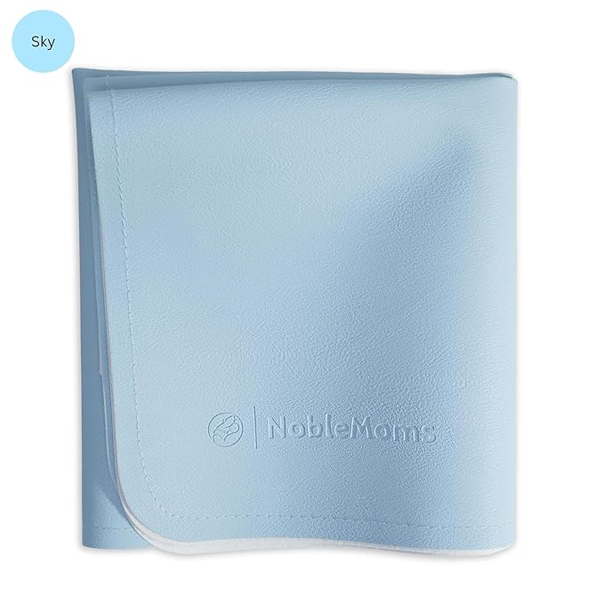 Luxury Vegan Leather Baby Changing Mat - 16"x30" Eco-Friendly, Versatile, Thin & Foldable, Easy-to-Clean Diaper Pad (Sky)