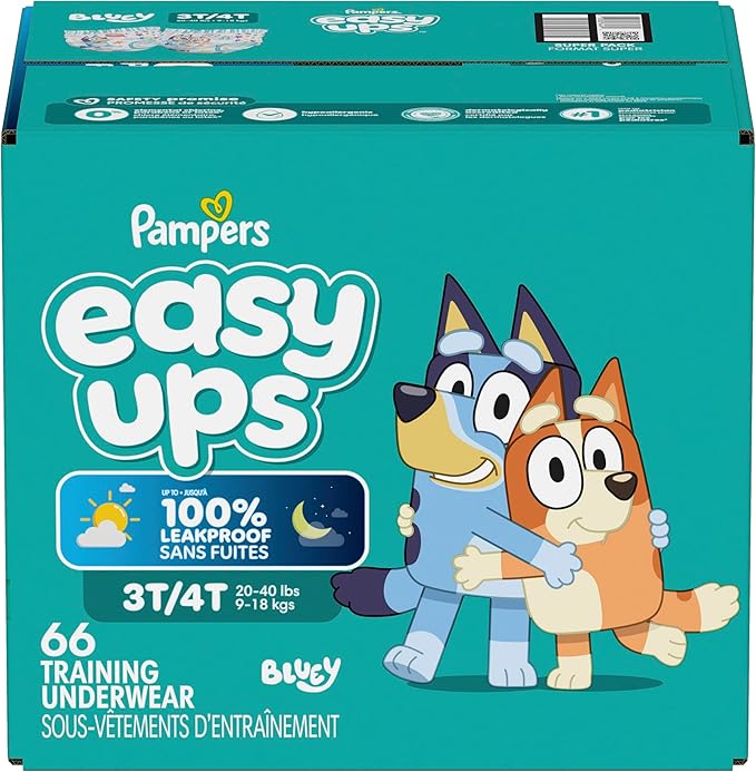 Pampers Training Pants - Easy Ups Boys & Girls Bluey - Size 3T-4T, 66 Count, Children's Potty Underwear (Packaging May Vary)